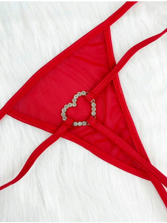 Sexy red heart thong