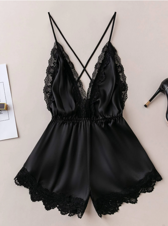 Black Satin Babydoll Shorts - Sexy Treats