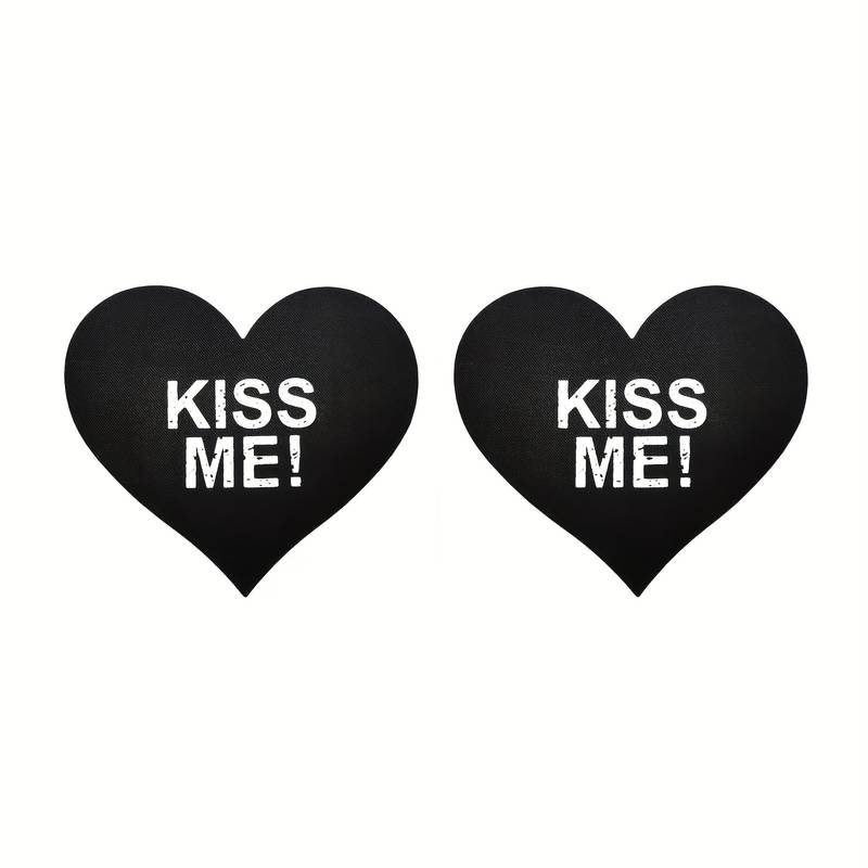 Αυτοκόλλητα θηλών Καρδιά "Kiss me" - Μαύρο