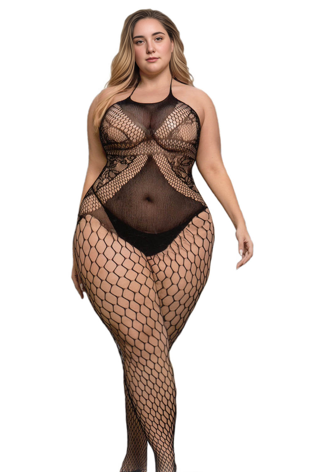 Black sensual bodysuit for large plus size sizes