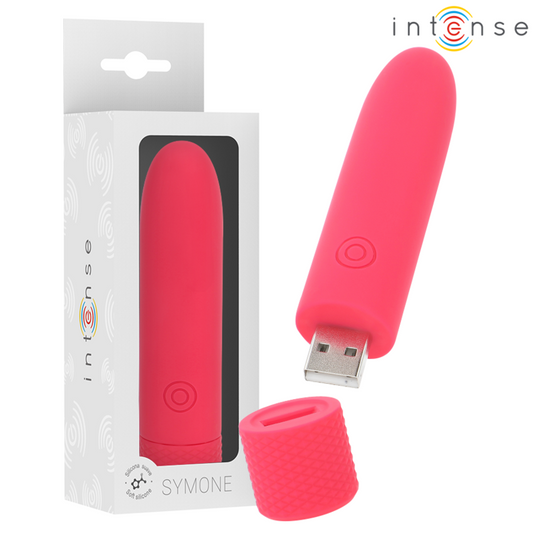 INTENSE - SYMONE USB RECHARGEABLE VIBRATING BULLET 8 VIBRATIONS RED 10 X 2.2 CM