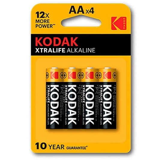 KODAK Batteries 4 Pack - XTRALIFE ALKALINE BATTERY AA 12 Times More Energy