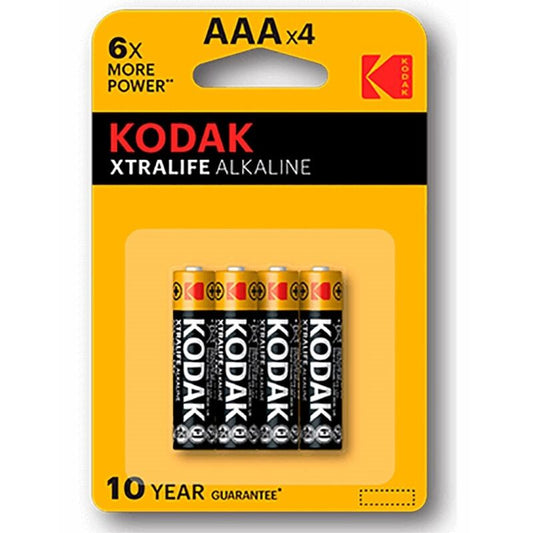 KODAK Batteries 4 Pack - XTRALIFE ALKALINE BATTERY AAA 6 Times More Energy