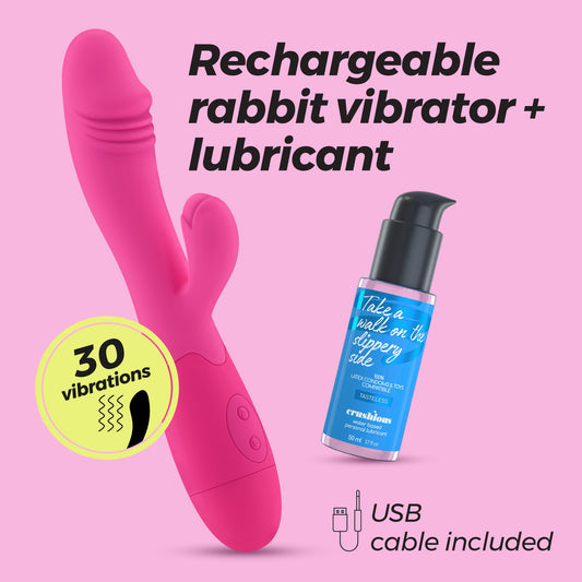 Lubricant Rechargeable Rabbit Vibrator - Crushious Blossoms