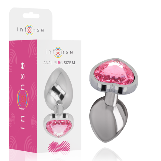 INTENSE - METAL ALUMINUM ANAL PLUG HEART PINK SIZE M