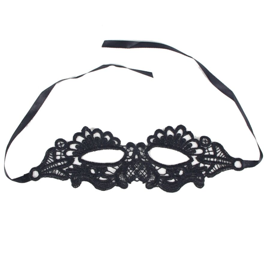 QUEEN LINGERIE ENCHANTING BLACK LACE EYE MASK ONE SIZE